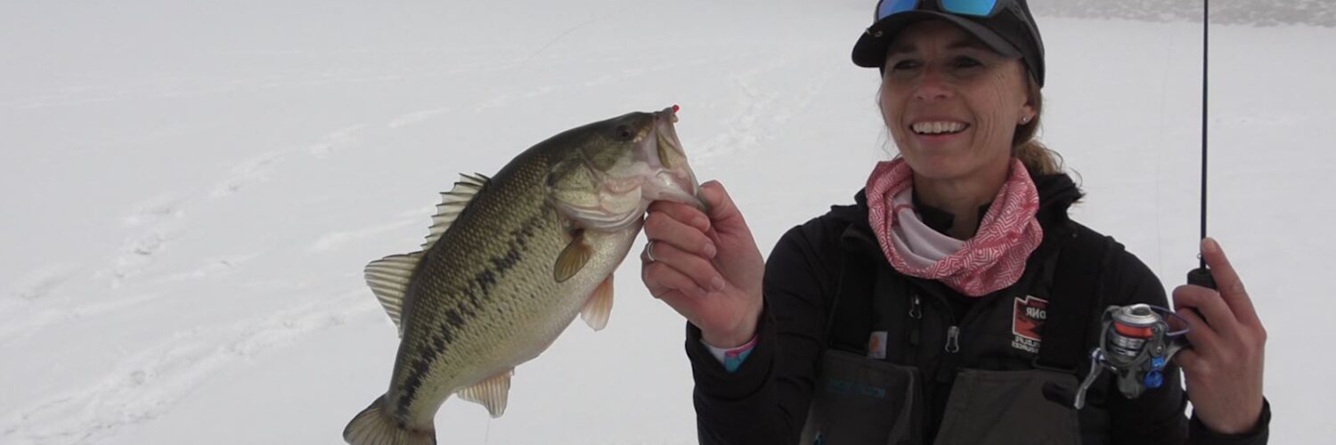 Ice fishing for bass