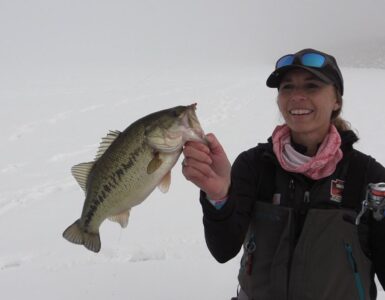 Ice fishing for bass